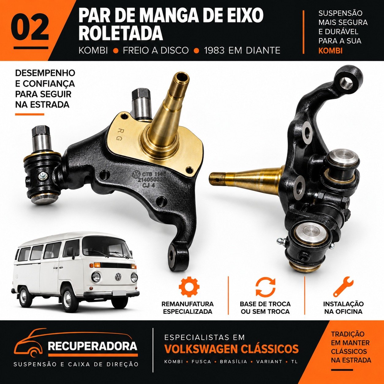 Par de manga de eixo roletada para Kombi