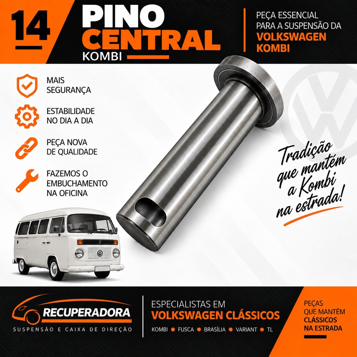 Pino central novo da suspensão da Volkswagen Kombi